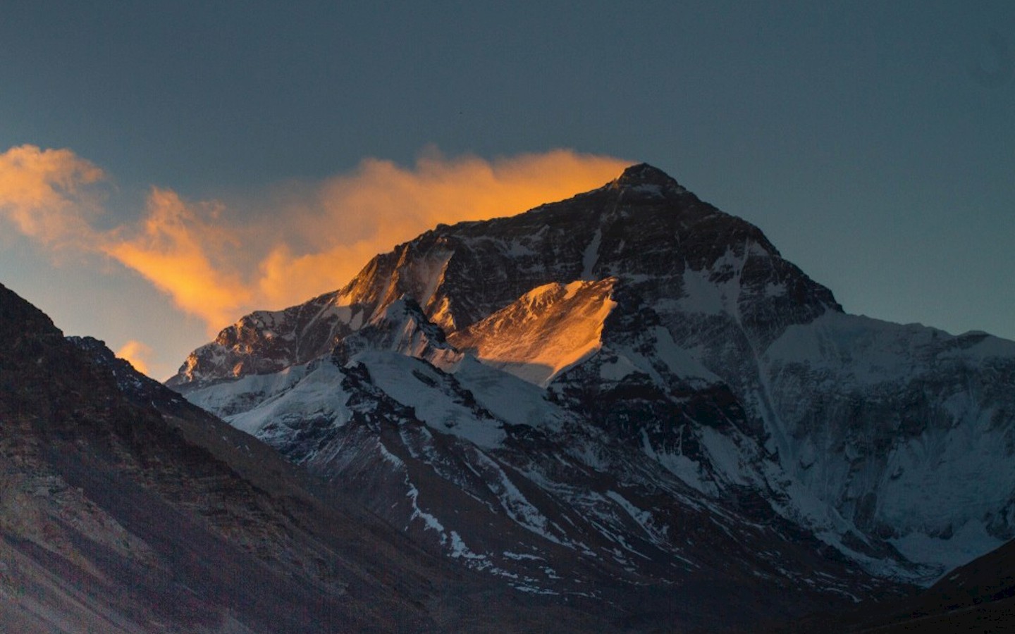 Mount Everest, also known in Nepal as Sagarmāthā and in Tibet as Chomolungma, is Earth's highest mountain. It is located in the Mahalangur mountain range in Nepal and Tibet. Its peak is 8,848 metres (29,029 ft) above sea level